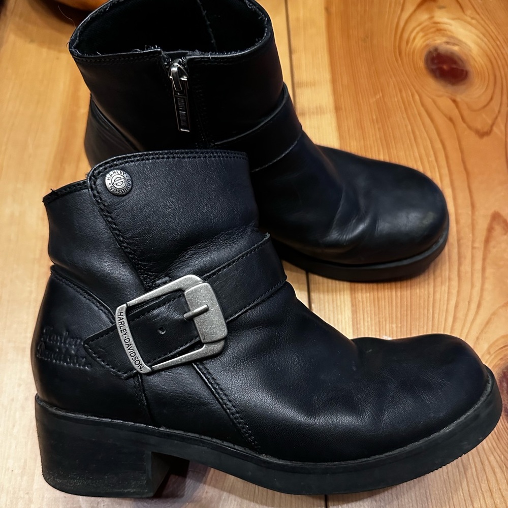 Harley Davidson Ankle Black Leather Boots Woman’s 8